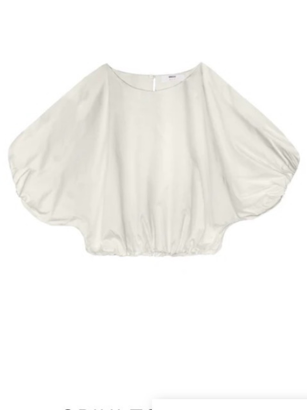 MIKOH Opihi Top Chalk White Balloon Sleeve Bubble Hem Cropped Blouse
